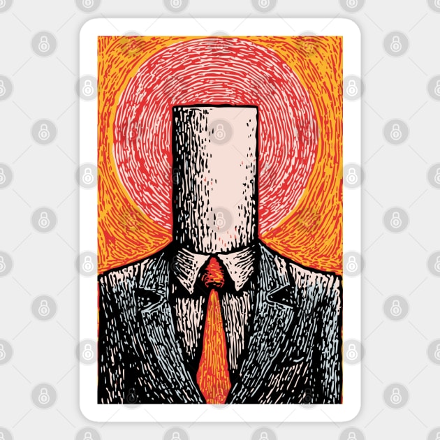 Absurdist Toilet Paper Roll Head Man Art Magnet by TuncGK